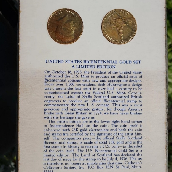 U.S. Bicentennial Gold Set-2 1976 Gold Plated Kennedy Halves W/23k Gold Stamp - Picture 3 of 4